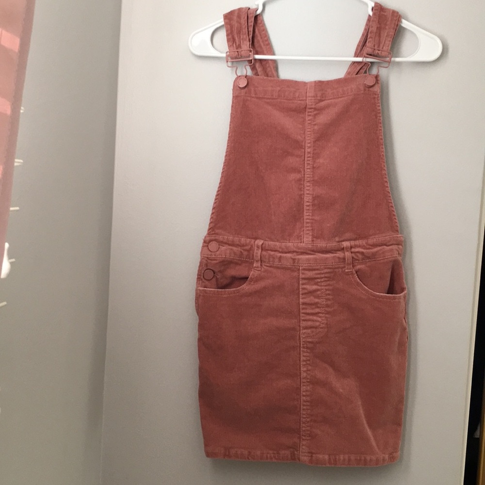 Coral corduroy overalls